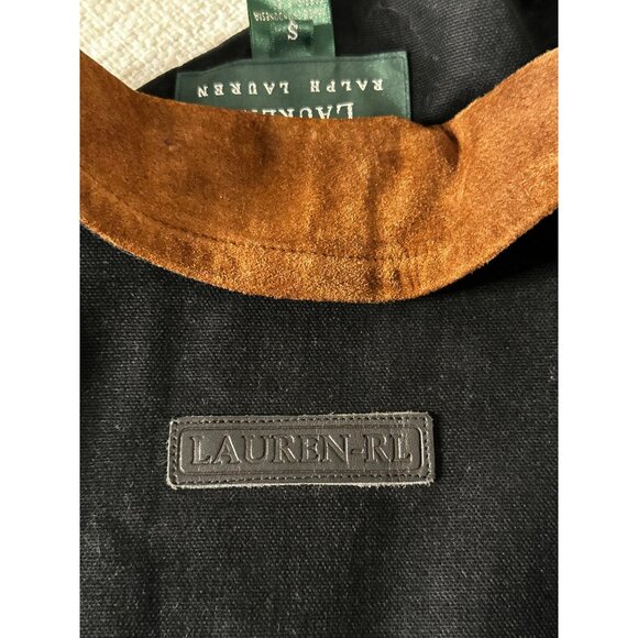 Lauren Ralph Lauren Black Full-Length Canvas Duster W/Brown Suede Collar Size S - Picture 11 of 11